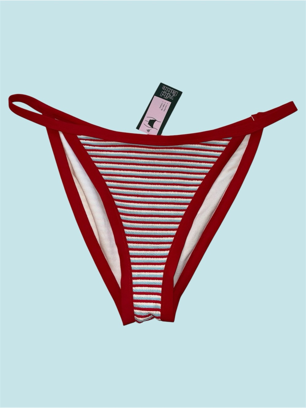 Wild Fable Red White and Blue Striped Low Rise High Leg Cheeky Bikini Bottom